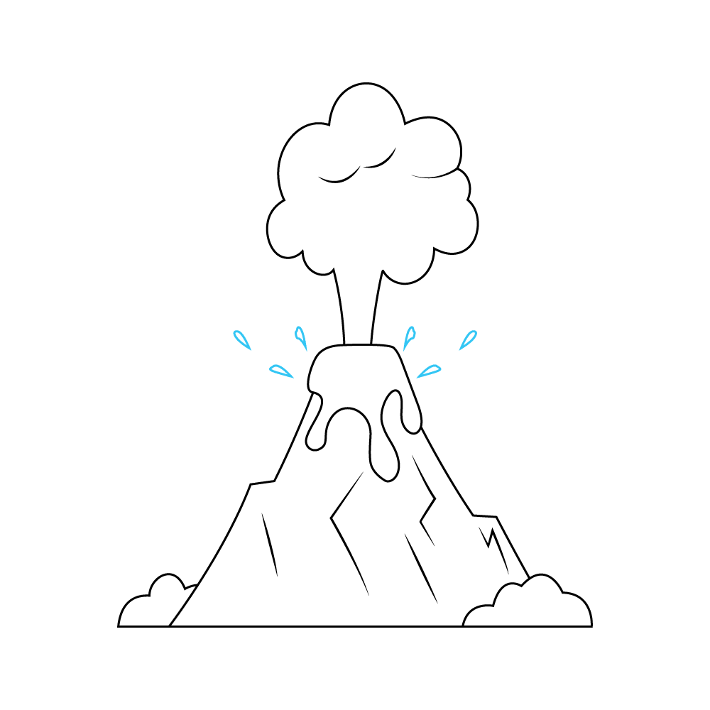 How to Draw A Volcano Step by Step Step  8