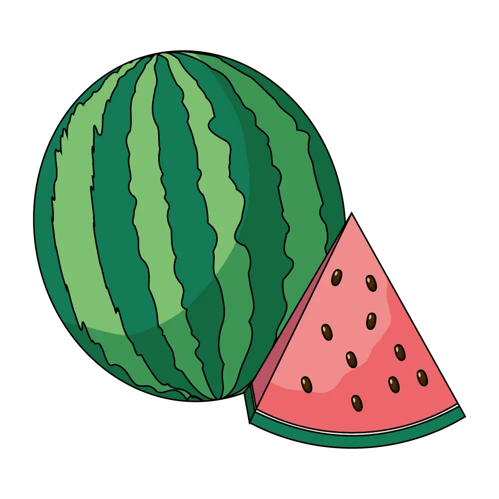 How to Draw A Watermelon Step by Step Thumbnail