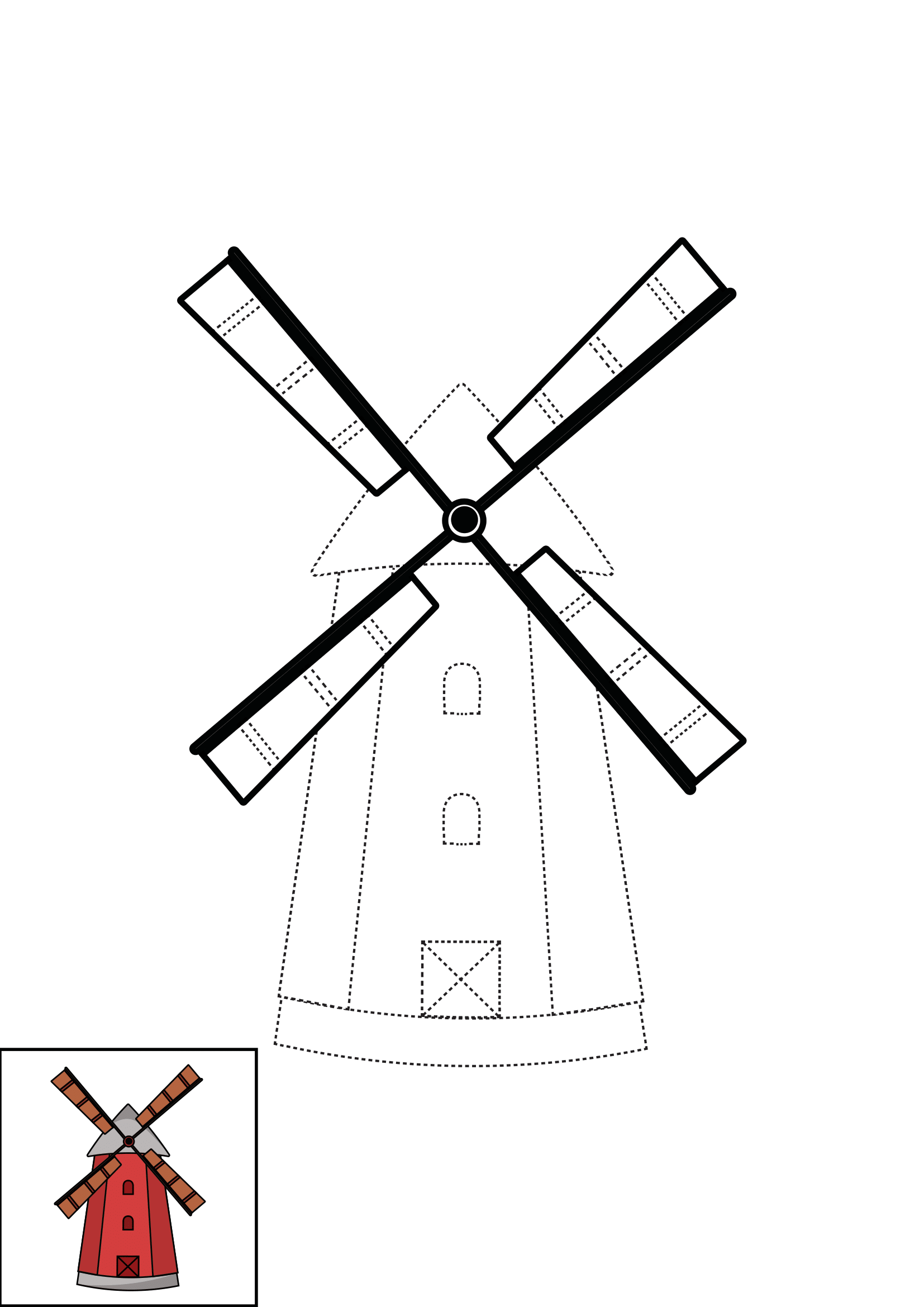 How to Draw A Windmill Step by Step Printable Dotted
