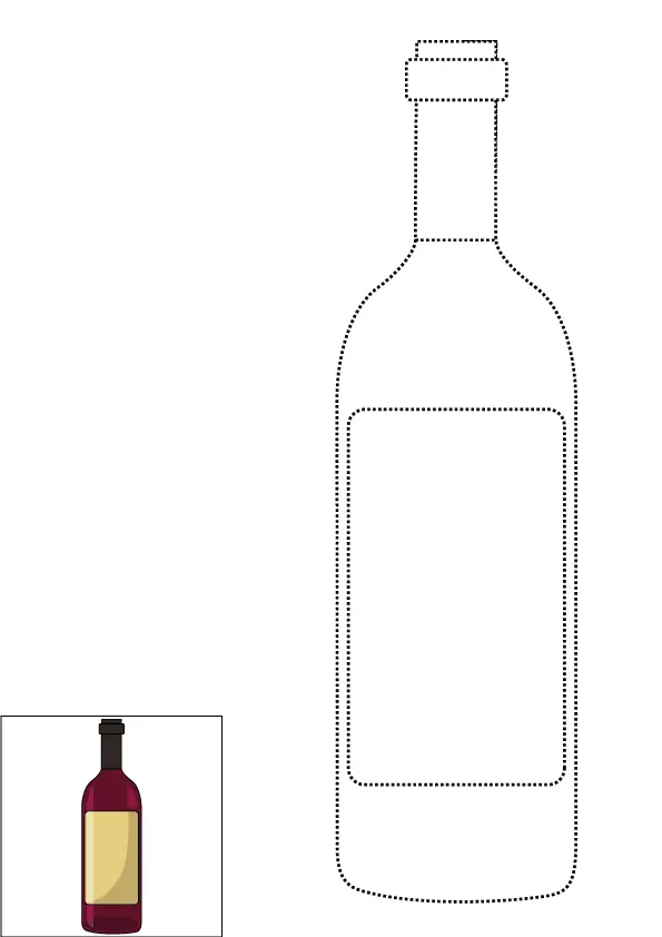 How to Draw A Wine Bottle Step by Step Printable Dotted