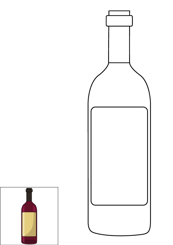 How to Draw A Wine Bottle Step by Step Printable Color