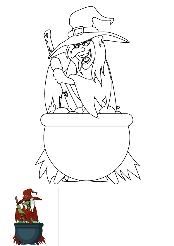 How to Draw A Witch Step by Step Printable Color