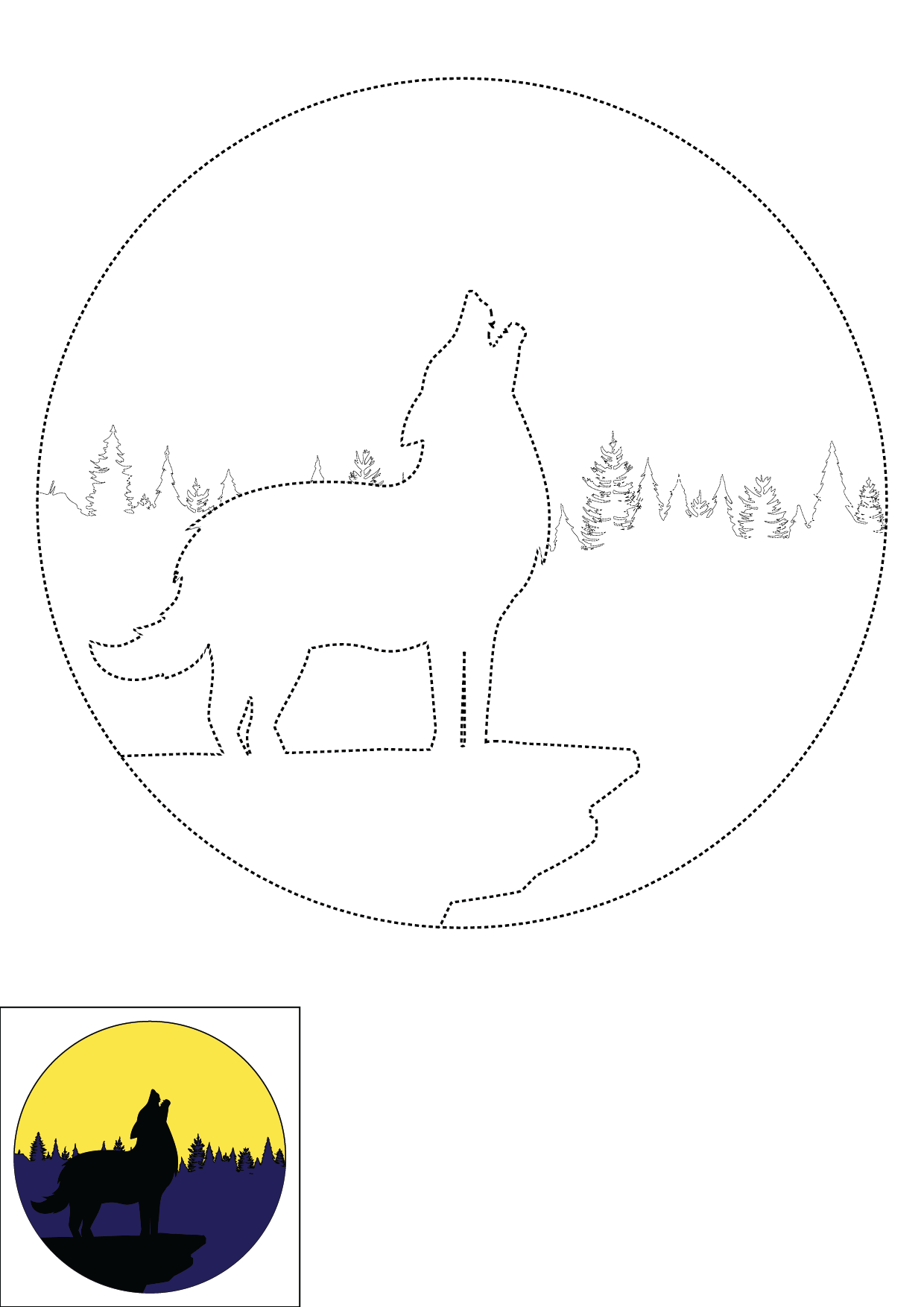 How to Draw A Wolf Howling Silhouette Step by Step Printable Dotted