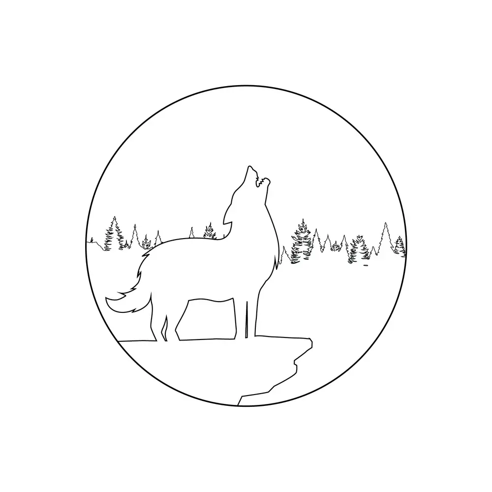 How to Draw A Wolf Howling Silhouette Step by Step Step  6