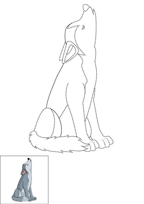 How to Draw A Wolf Howling Step by Step Printable Dotted