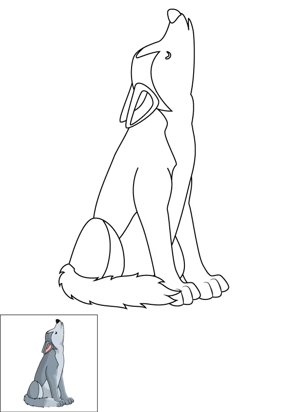 How to Draw A Wolf Howling Step by Step Printable Color