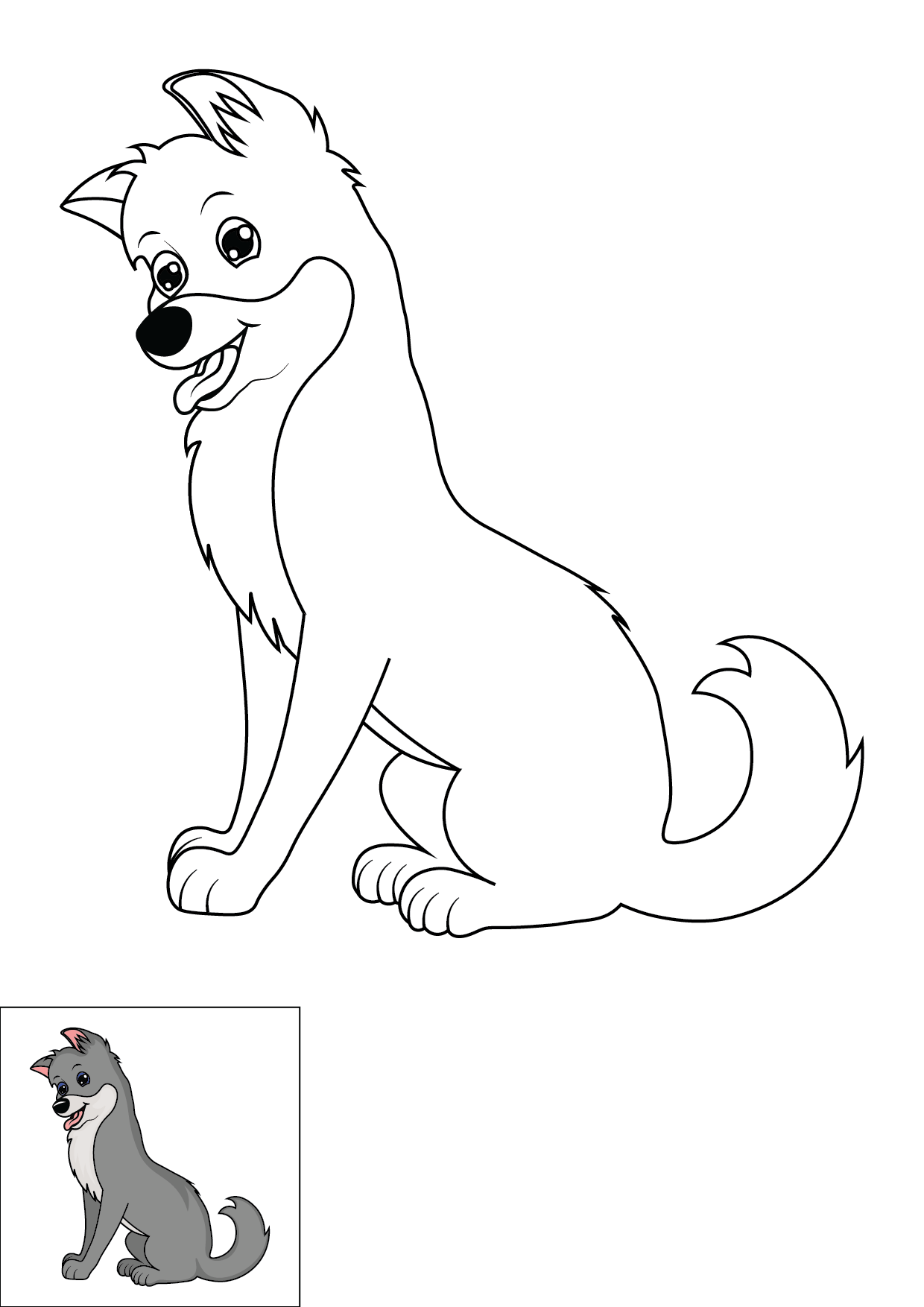 How to Draw A Wolf Step by Step Printable Color