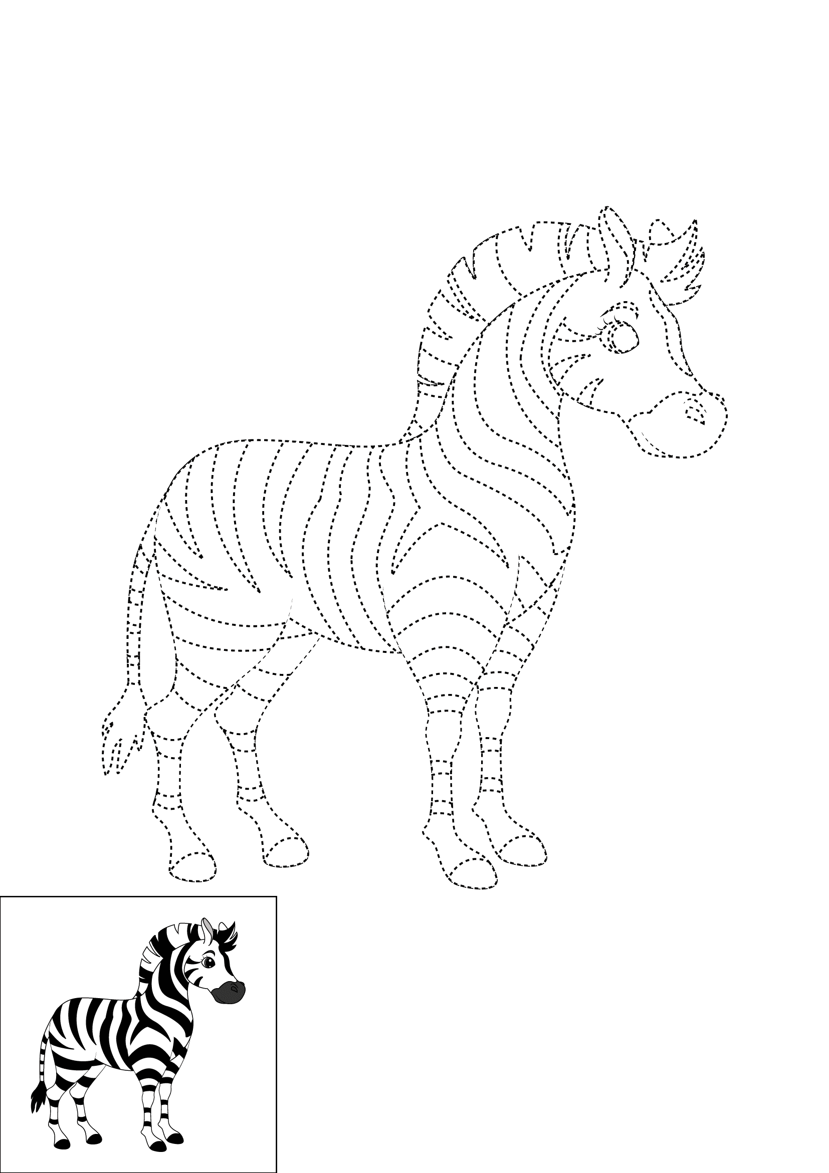 How to Draw A Zebra Step by Step Printable Dotted