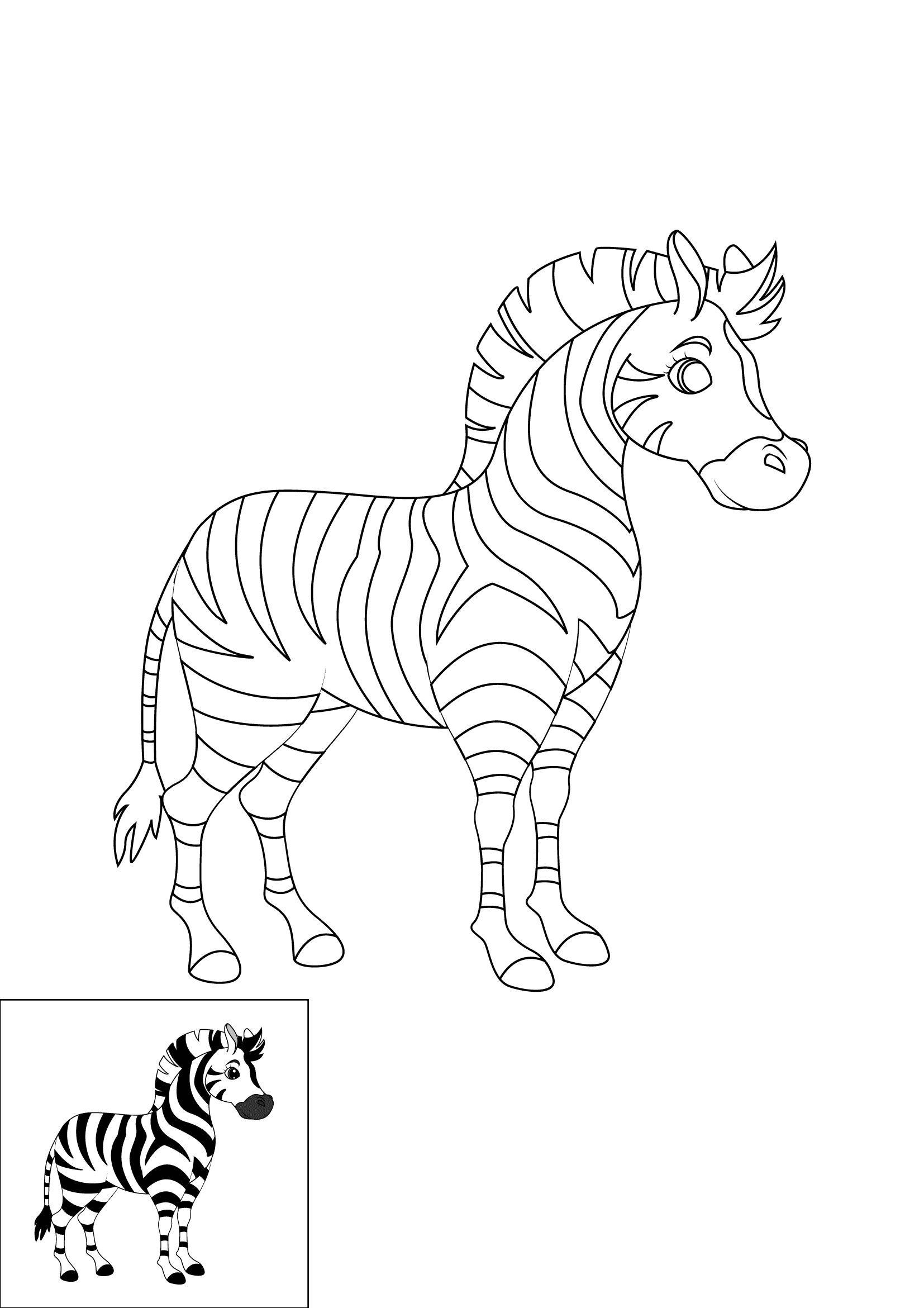 How to Draw A Zebra Step by Step Printable Color