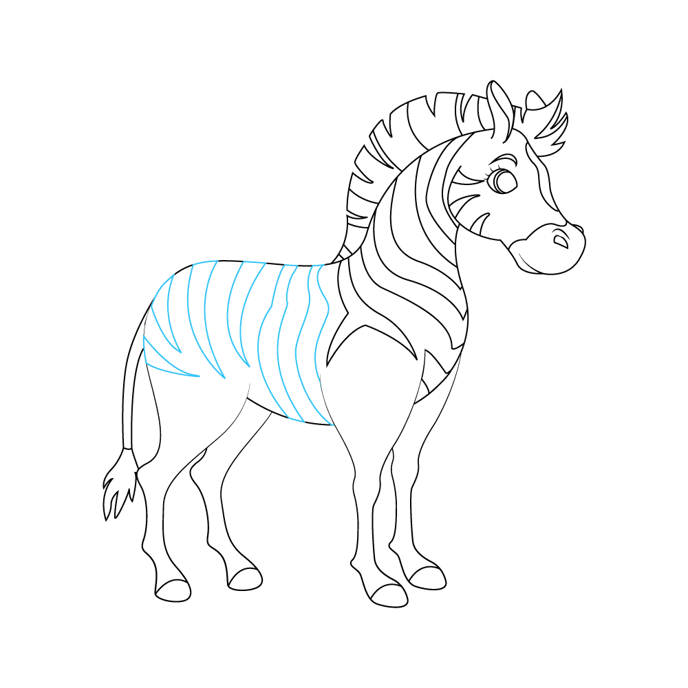 How to Draw A Zebra Step by Step Step  9