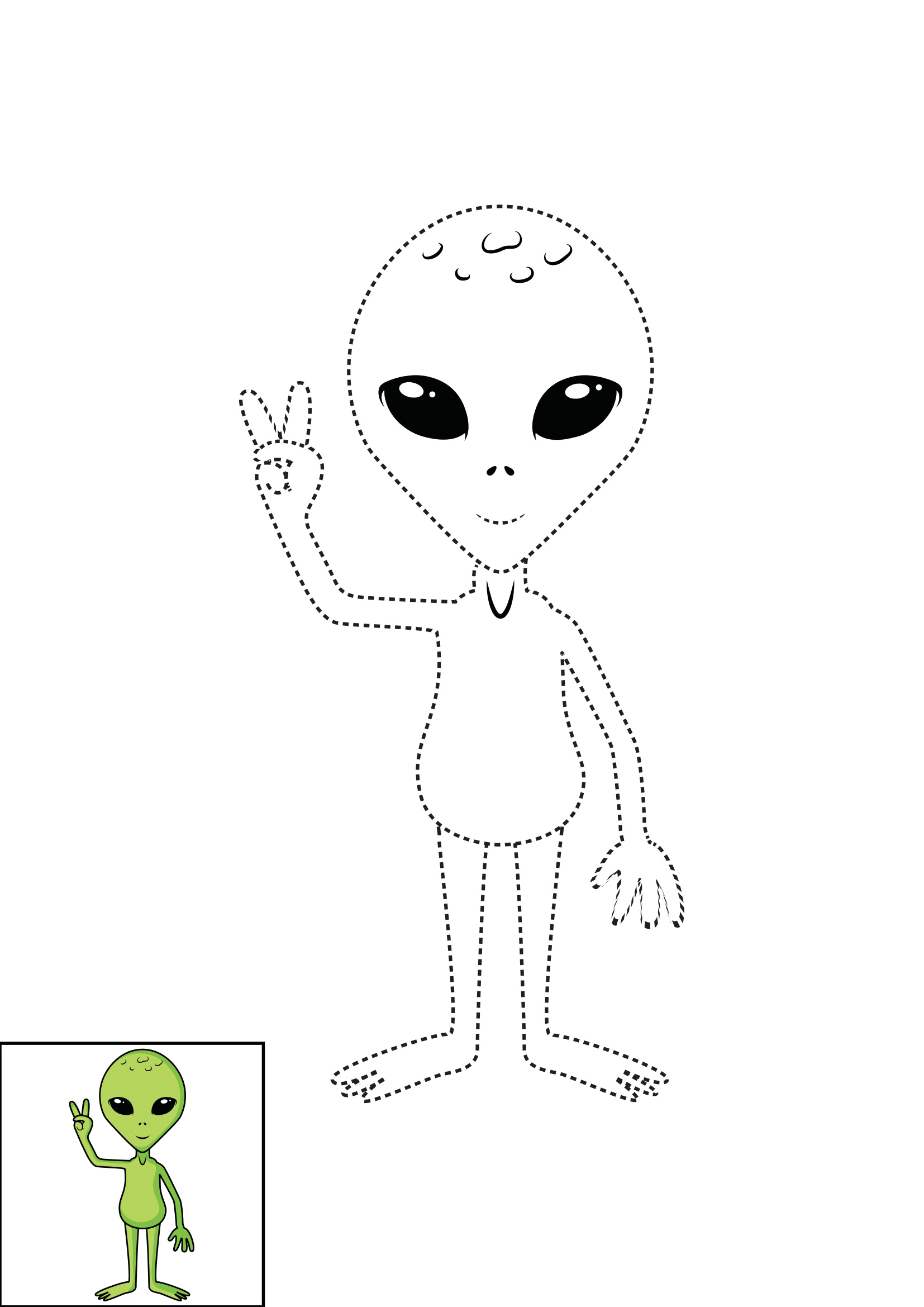 How to Draw An Alien Step by Step Printable Dotted