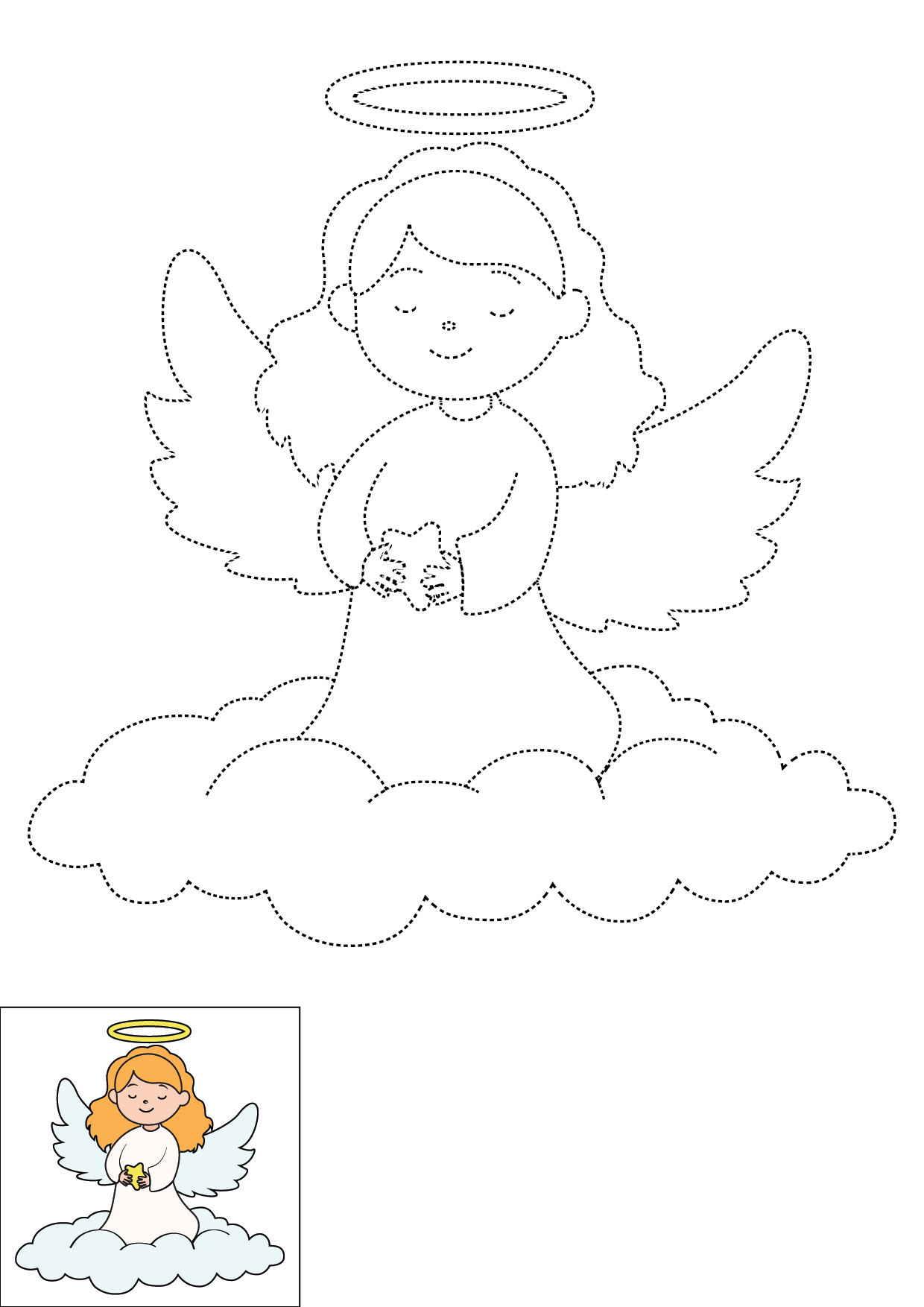 How to Draw An Angel Step by Step Printable Dotted