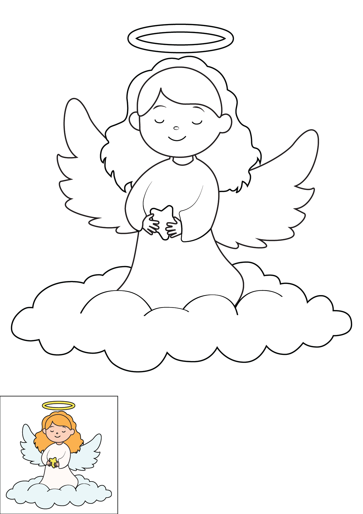 How to Draw An Angel Step by Step Printable Color