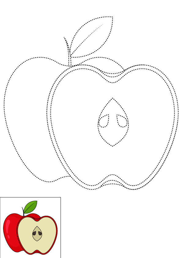 How to Draw An Apple Step by Step Printable Dotted
