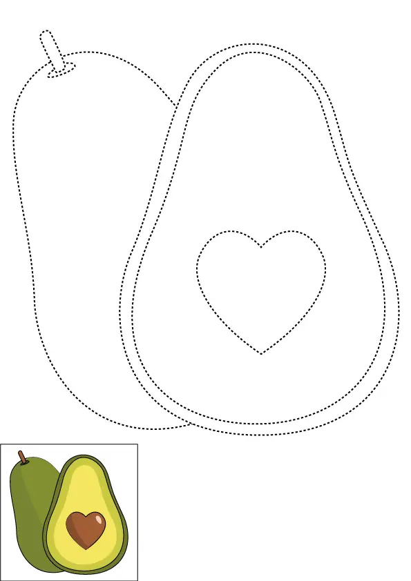 How to Draw An Avocado Step by Step Printable Dotted