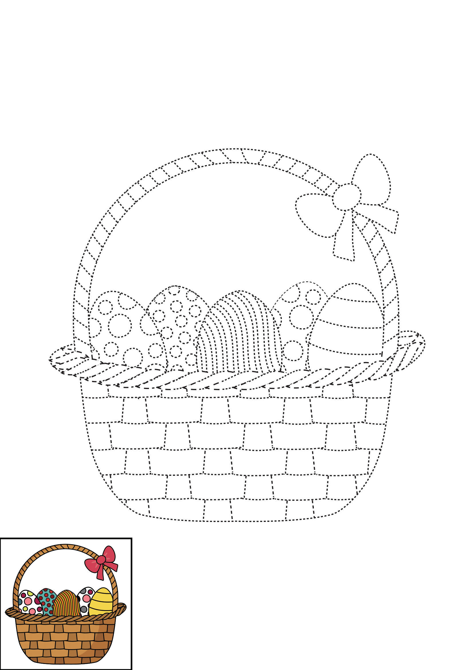 How to Draw An Easter Basket Step by Step Printable Dotted