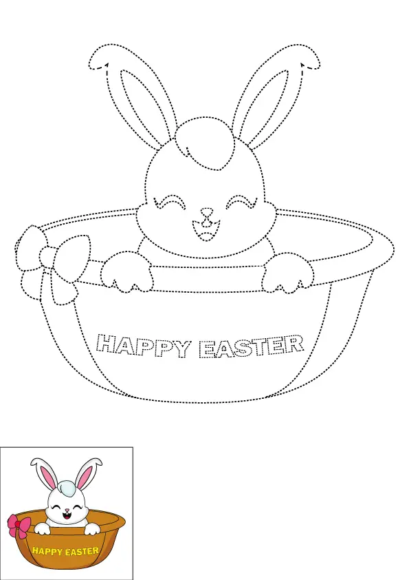 How to Draw An Easter Bunny Step by Step Printable Dotted