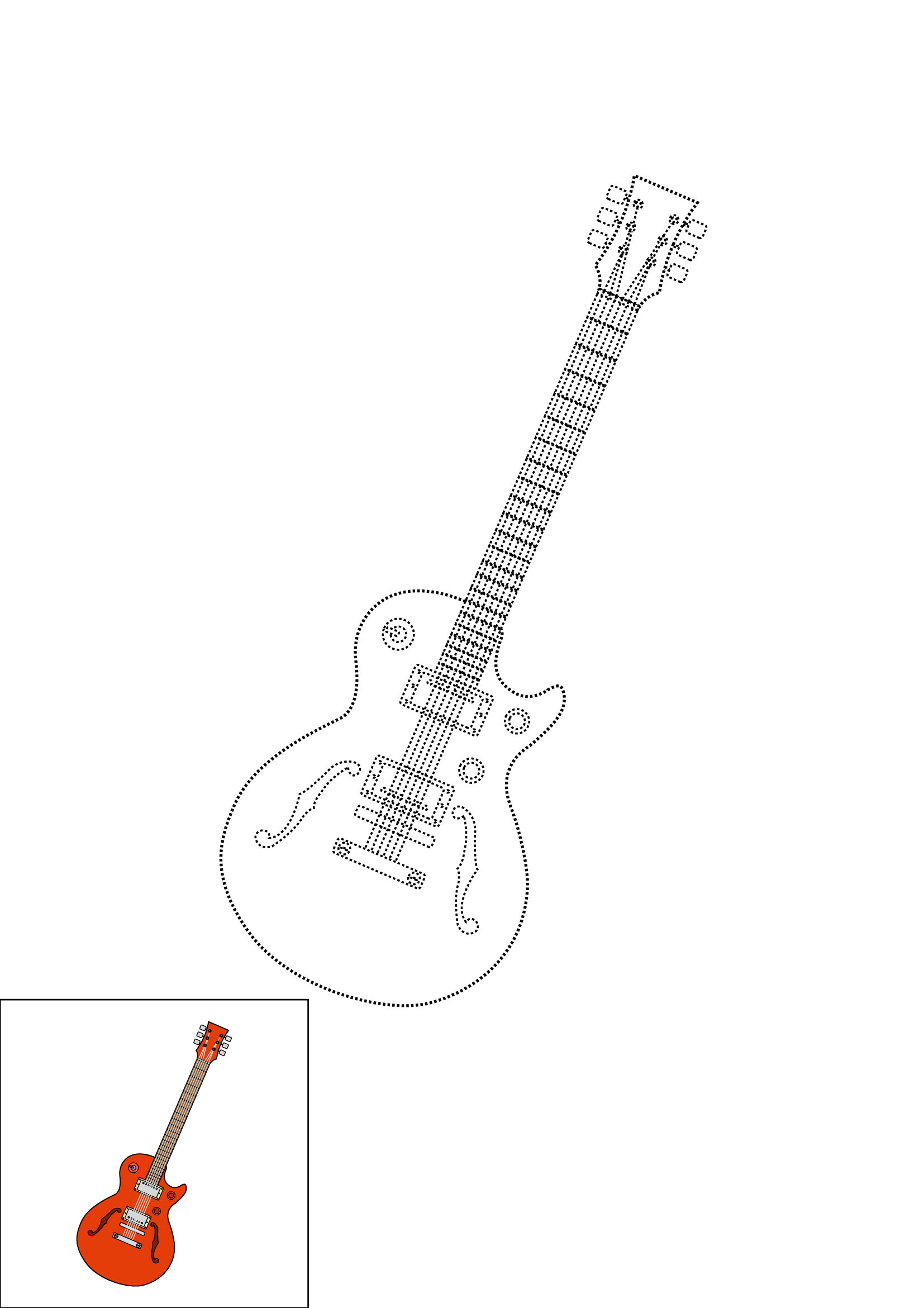 How to Draw An Electric Guitar Step by Step Printable Dotted