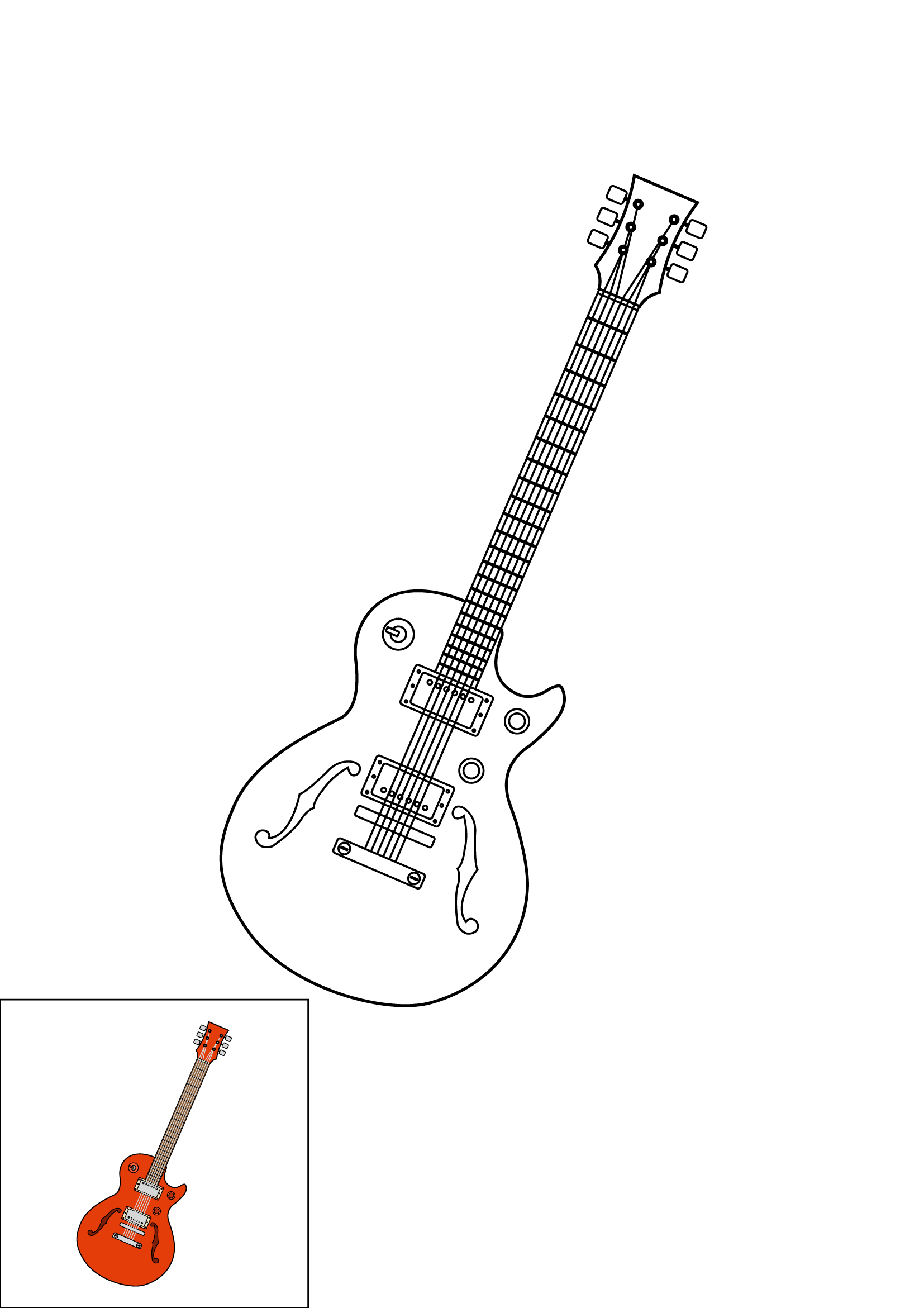How to Draw An Electric Guitar Step by Step Printable Color
