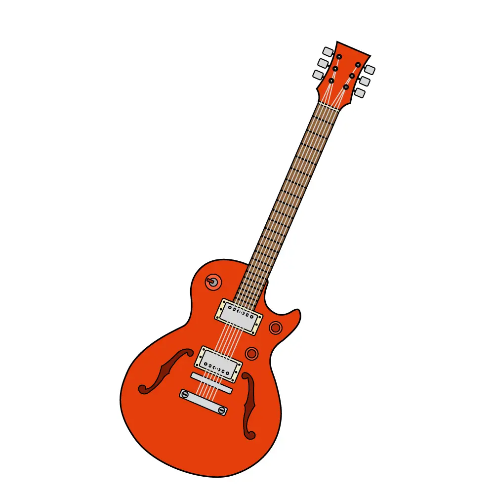 How to Draw An Electric Guitar Step by Step Step  12