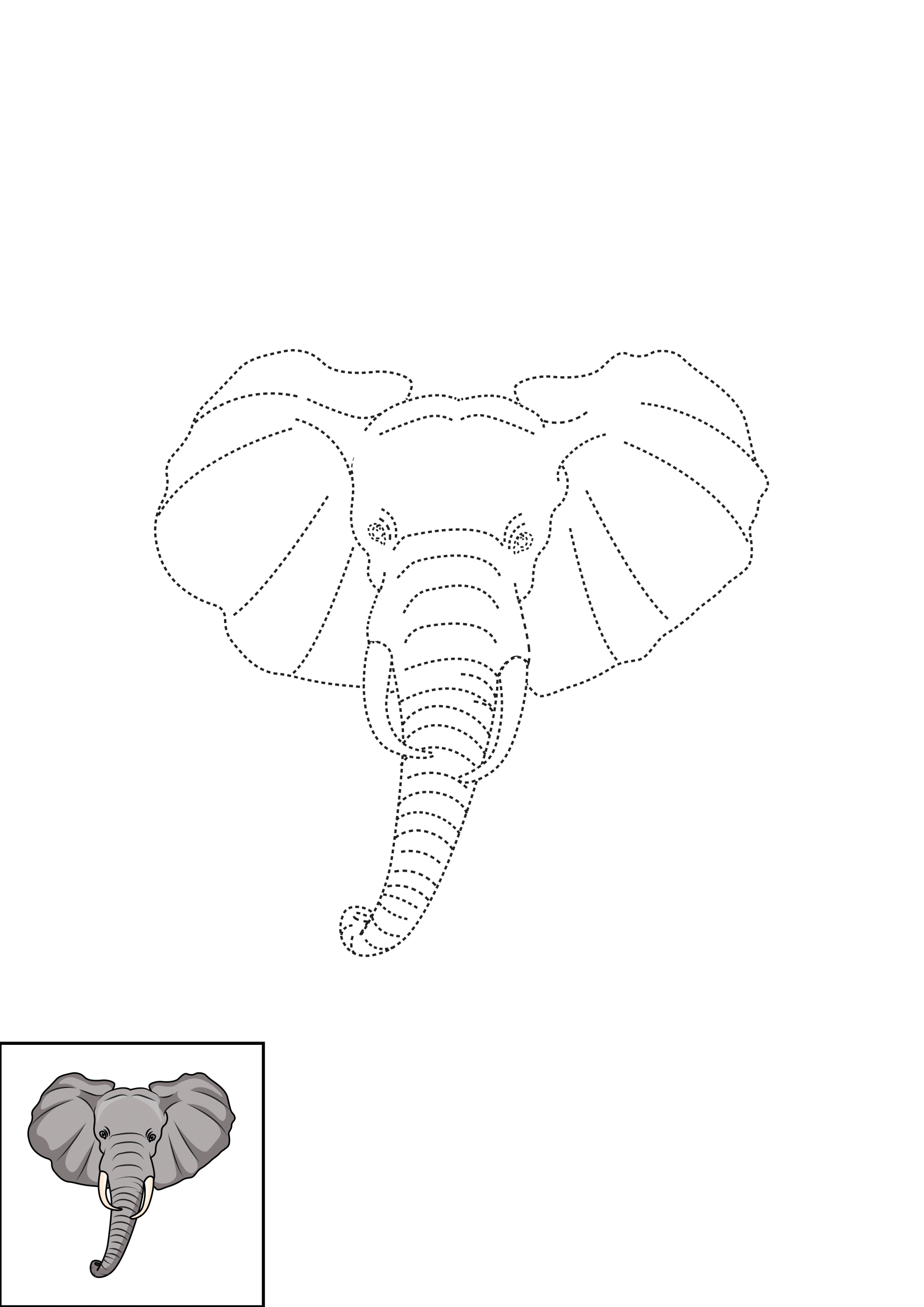 How to Draw An Elephant Head Step by Step Printable Dotted
