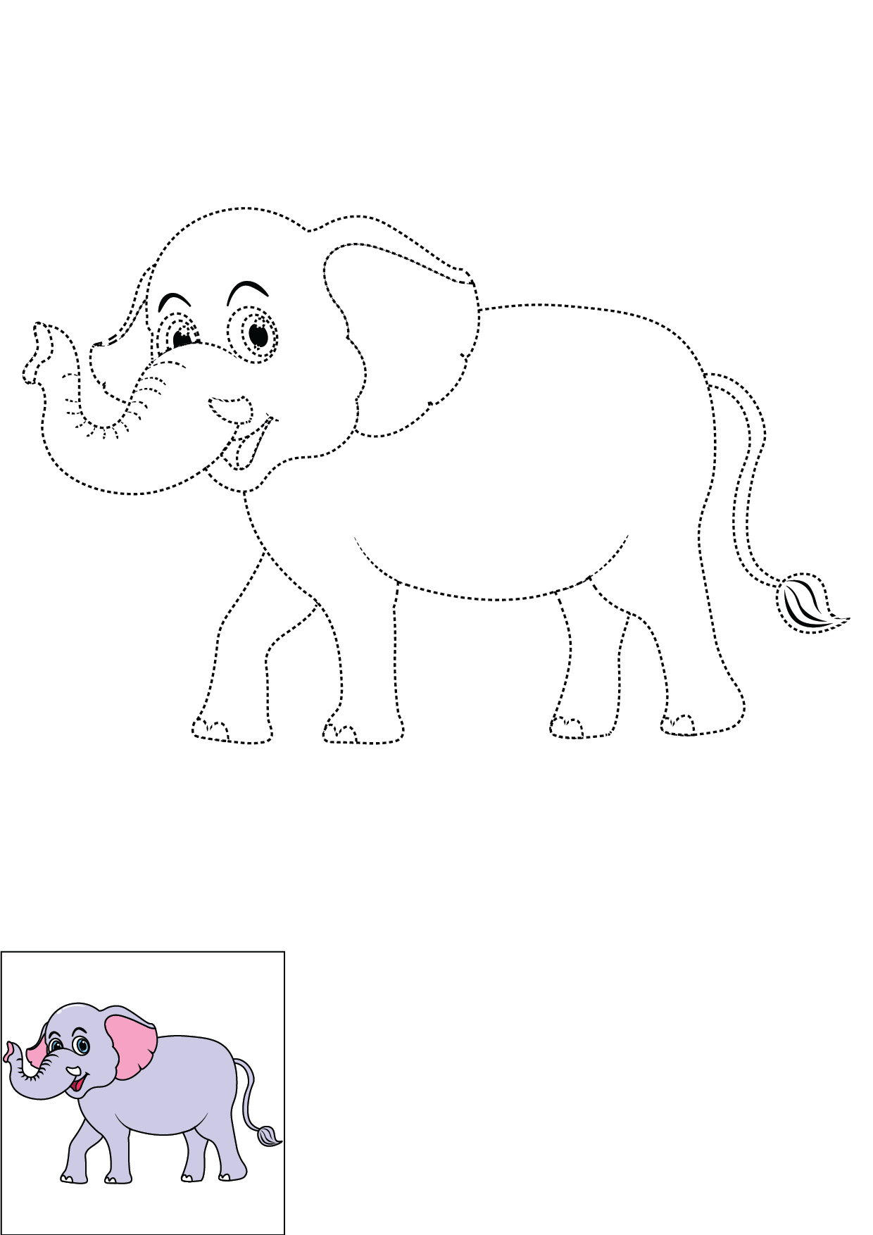 How to Draw An Elephant Step by Step Printable Dotted