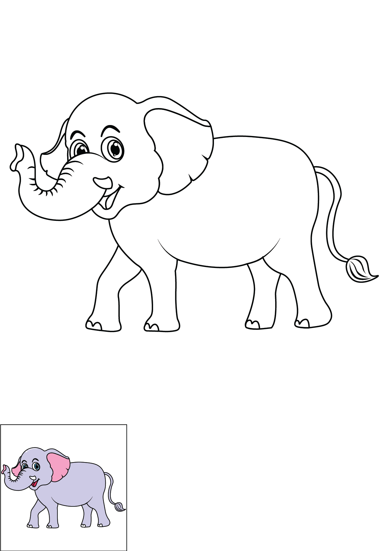 How to Draw An Elephant Step by Step Printable Color