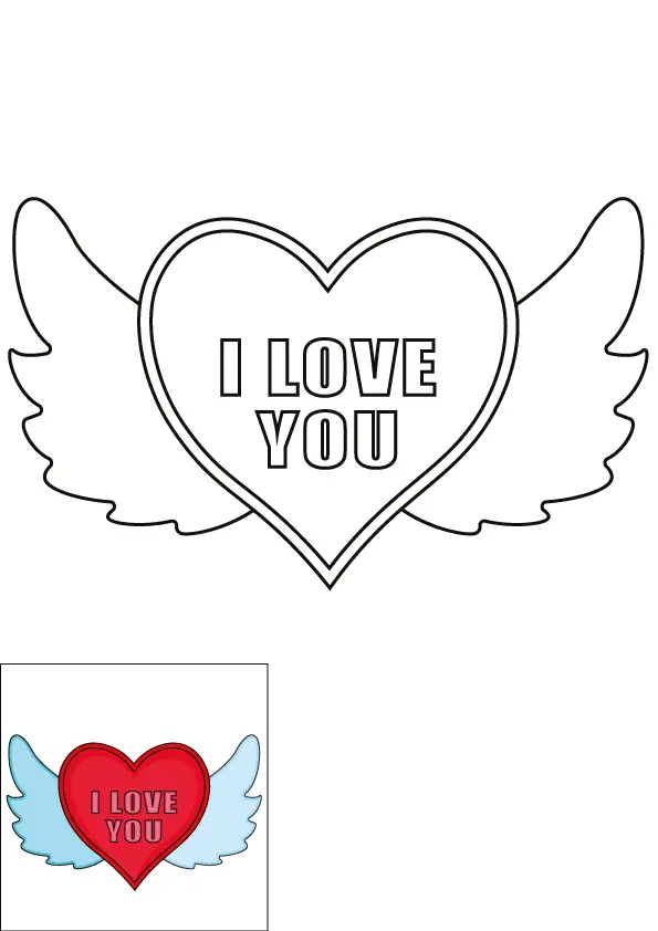 How to Draw An I Love You Heart Step by Step Printable Color