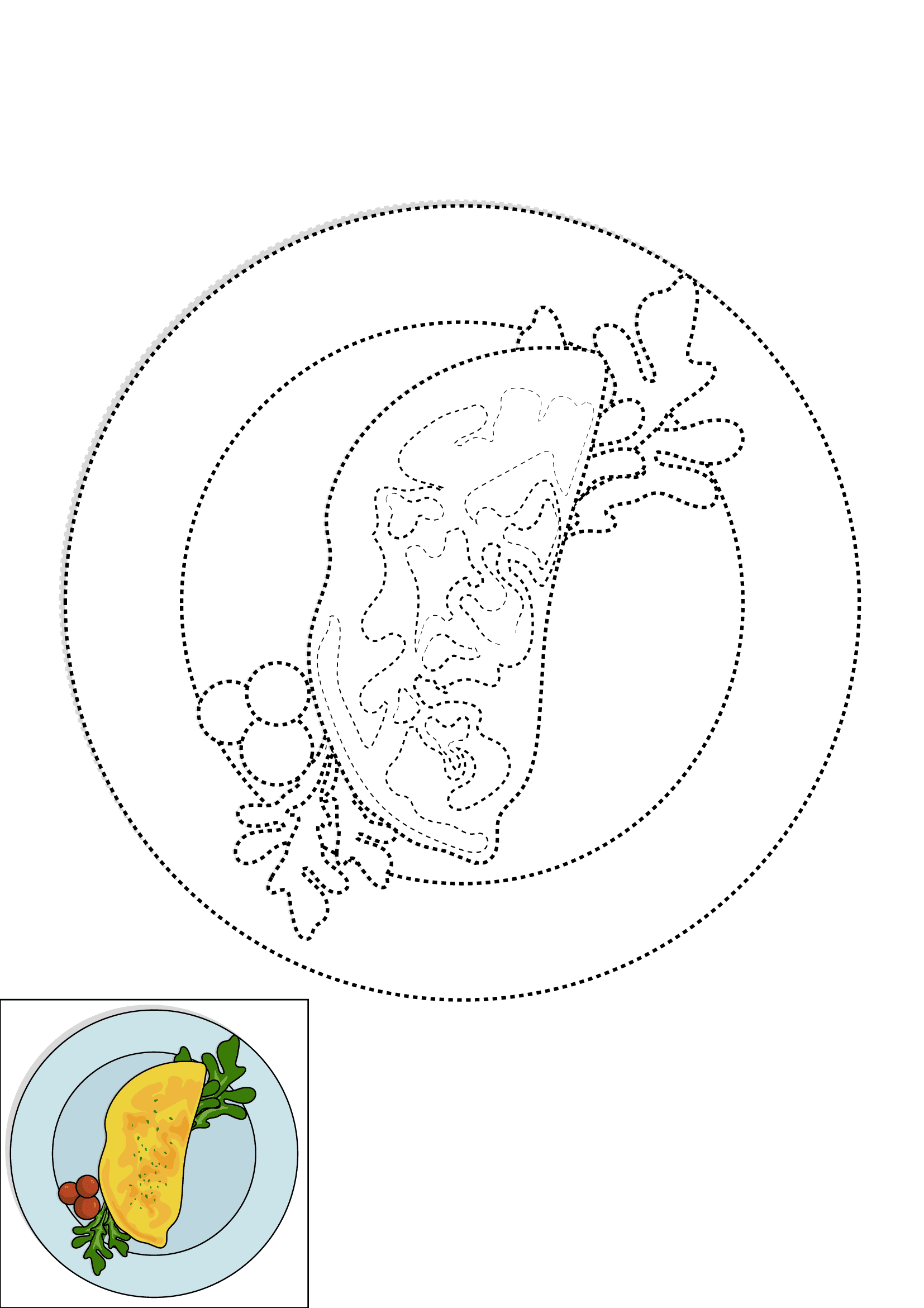 How to Draw An Omelette Step by Step Printable Dotted