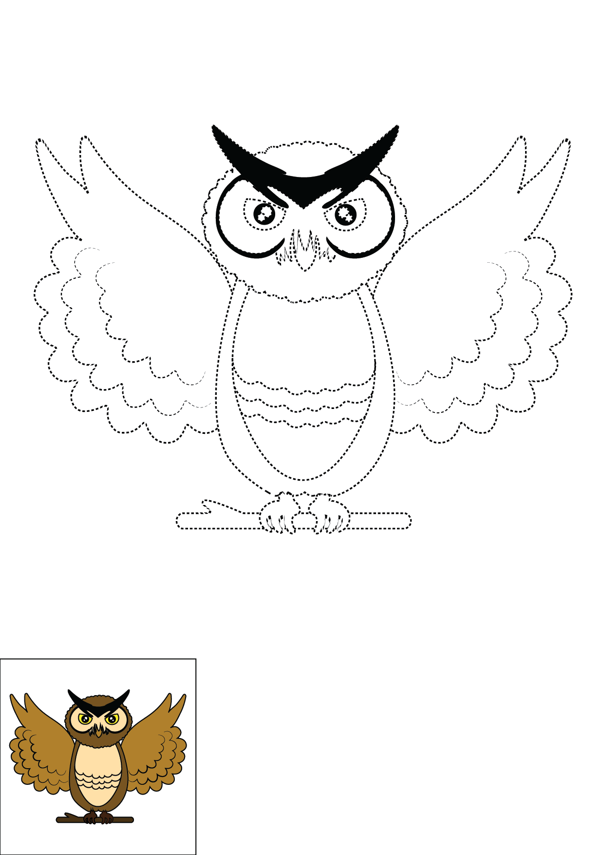 How to Draw An Owl Step by Step Printable Dotted