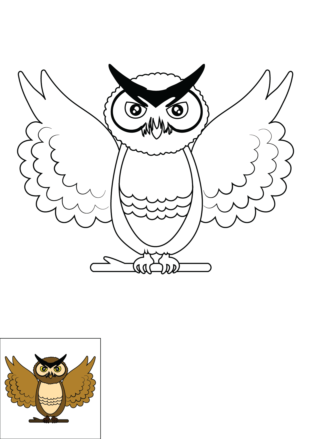 How to Draw An Owl Step by Step Printable Color