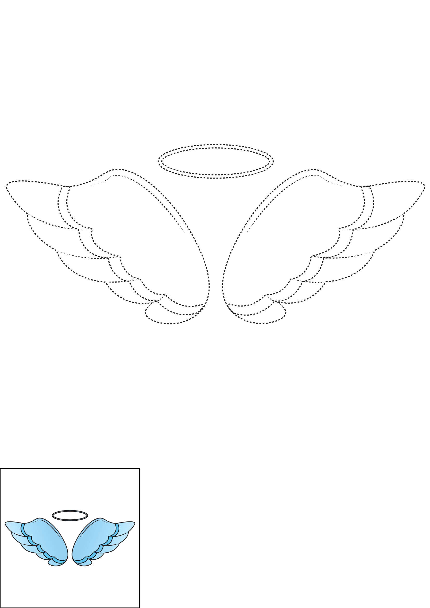 How to Draw An Angel's Wings Step by Step Printable Dotted