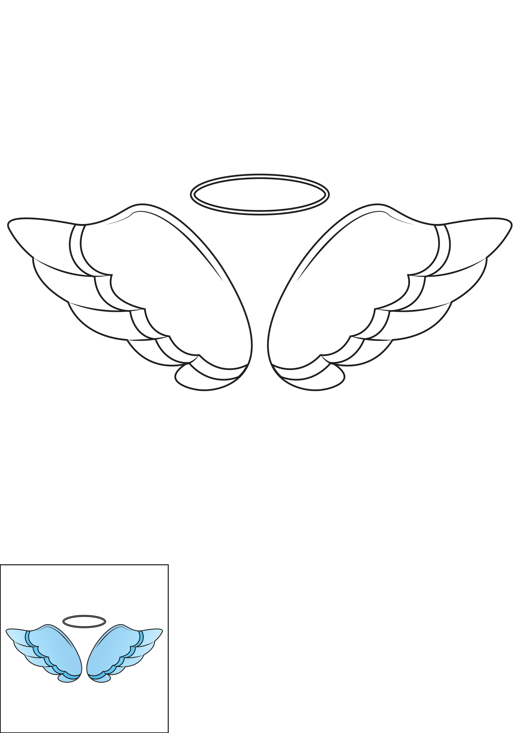 How to Draw An Angel's Wings Step by Step Printable Color