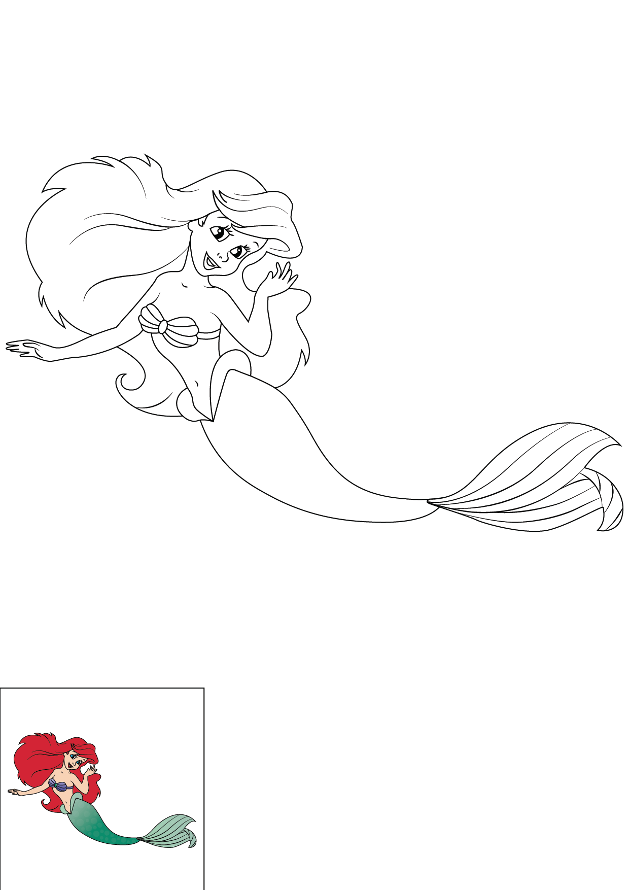 How to Draw Ariel Step by Step Printable Color