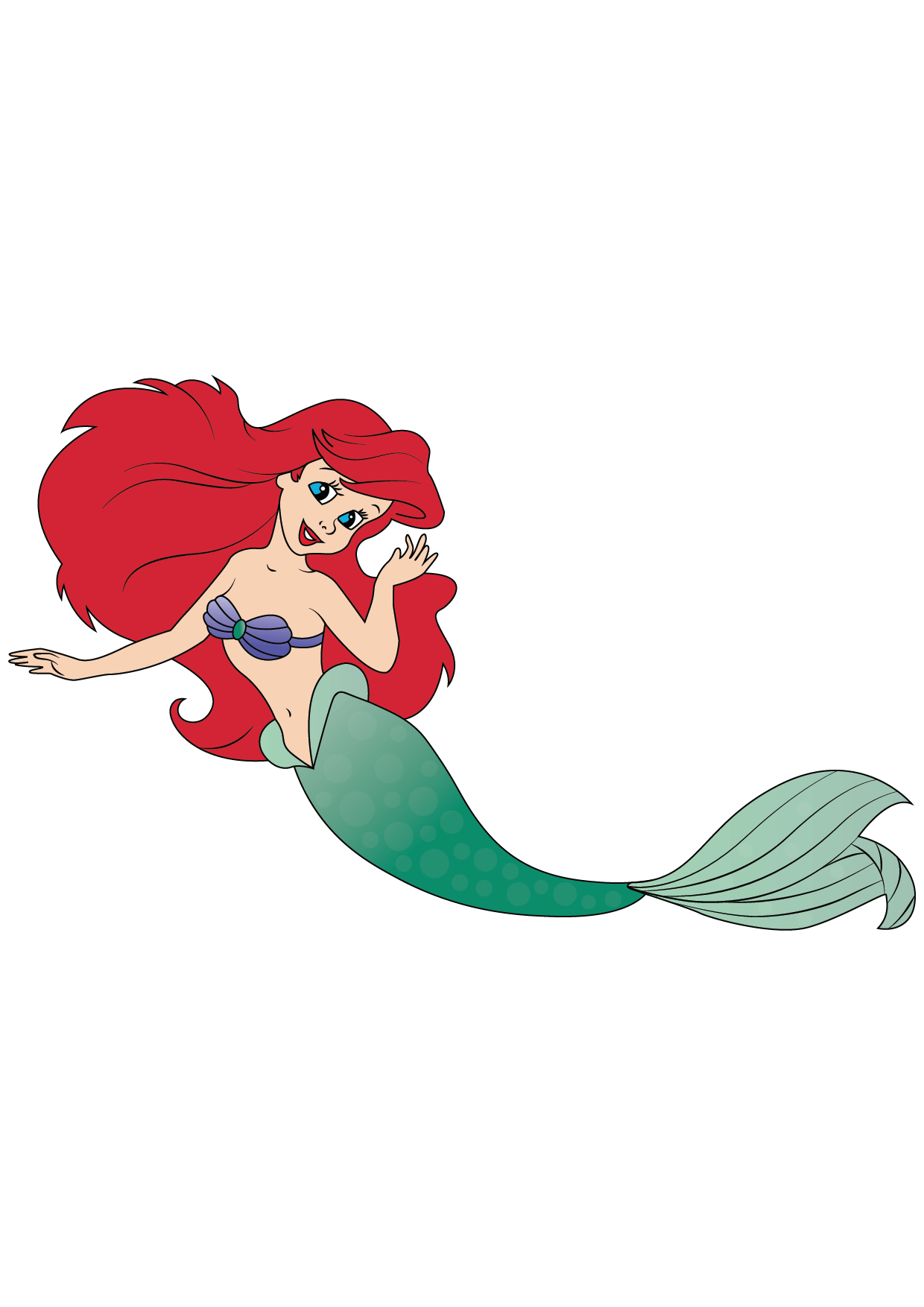 How to Draw Ariel Step by Step Printable