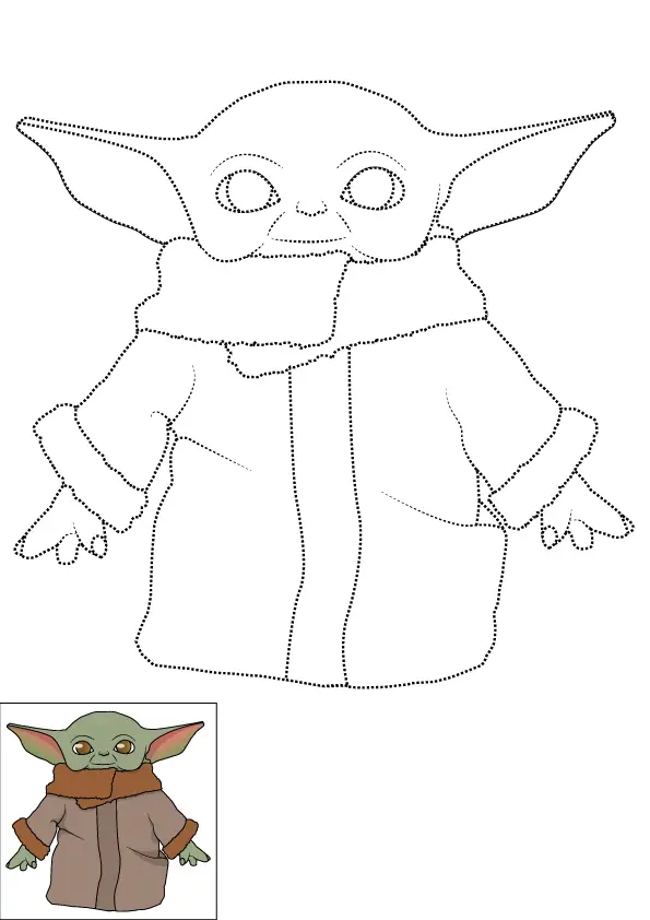 How to Draw Baby Yoda Step by Step Printable Dotted