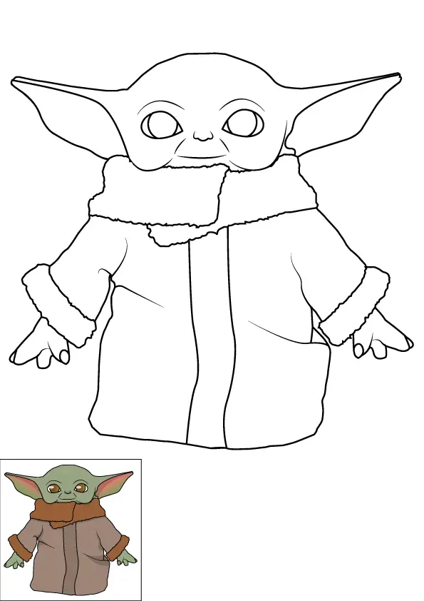 How to Draw Baby Yoda Step by Step Printable Color