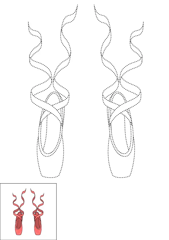 How to Draw Ballet Shoes Step by Step Printable Dotted