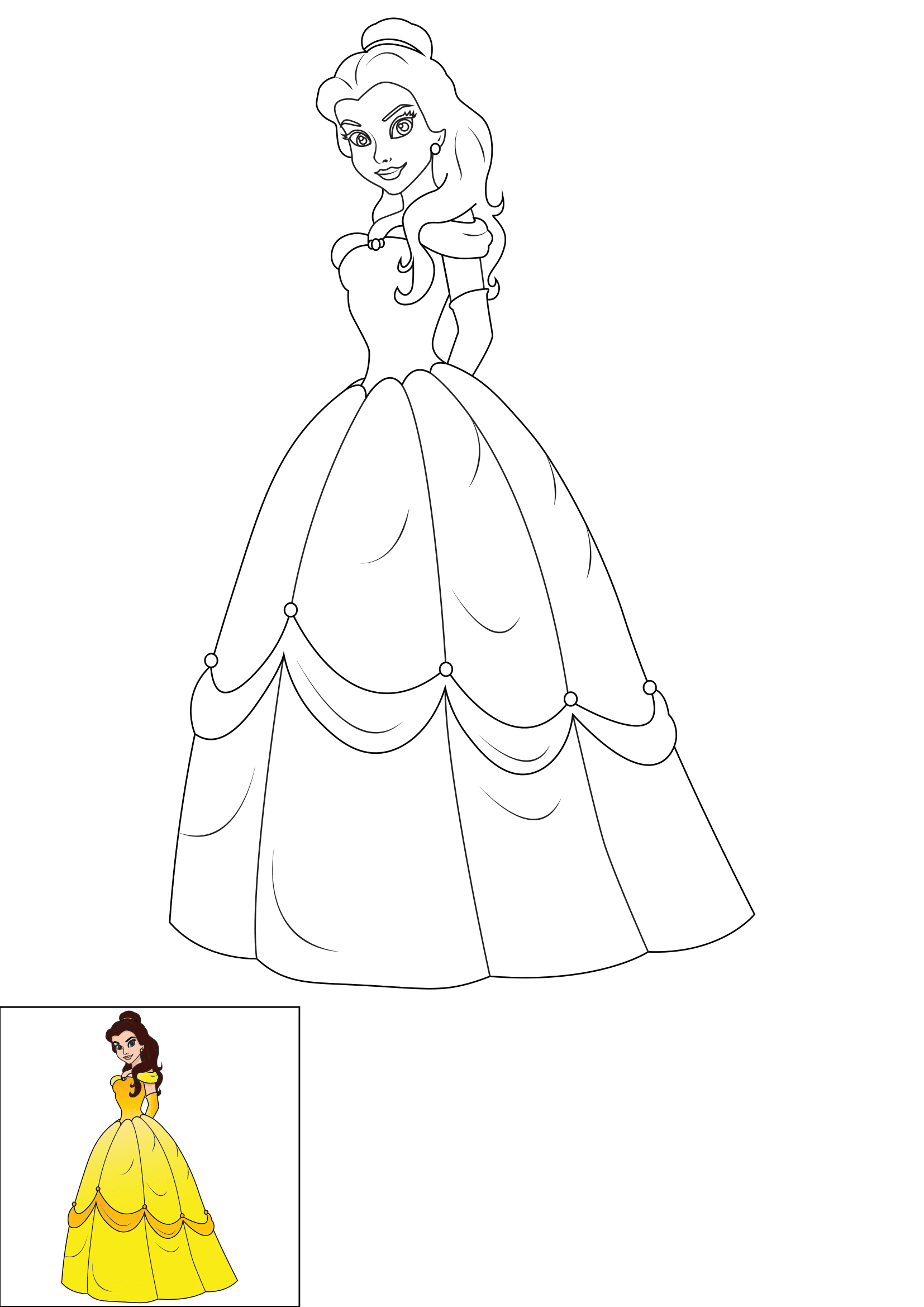 How to Draw Belle Step by Step Printable Color