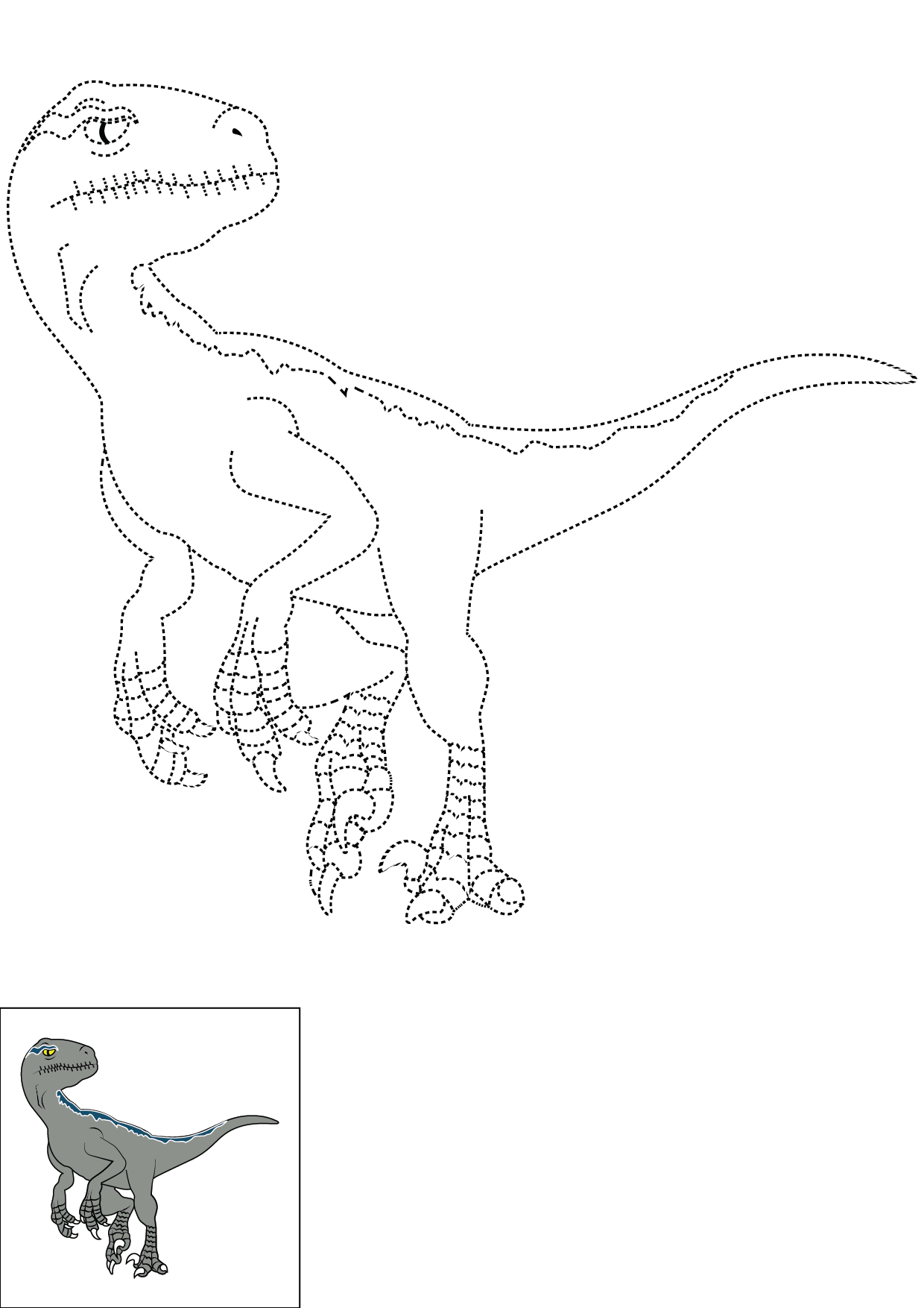 How to Draw Blue Velociraptor Step by Step Printable Dotted