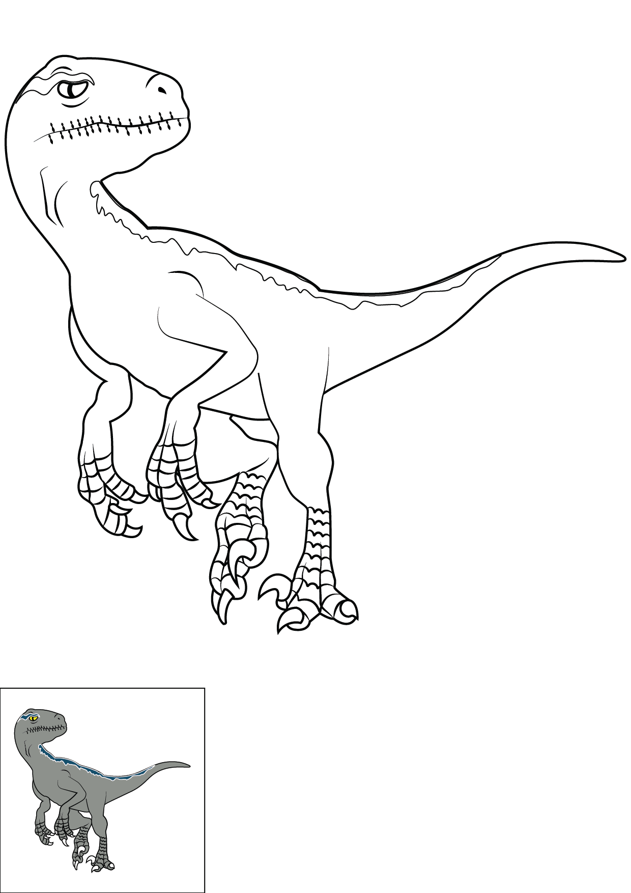 How to Draw Blue Velociraptor Step by Step Printable Color