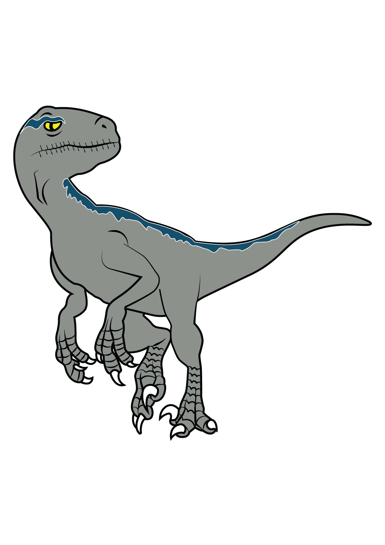 How to Draw Blue Velociraptor Step by Step Printable
