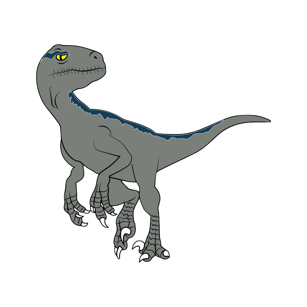 Cartoon Blue Raptor Jurassic Park 3 Velociraptor Drawing