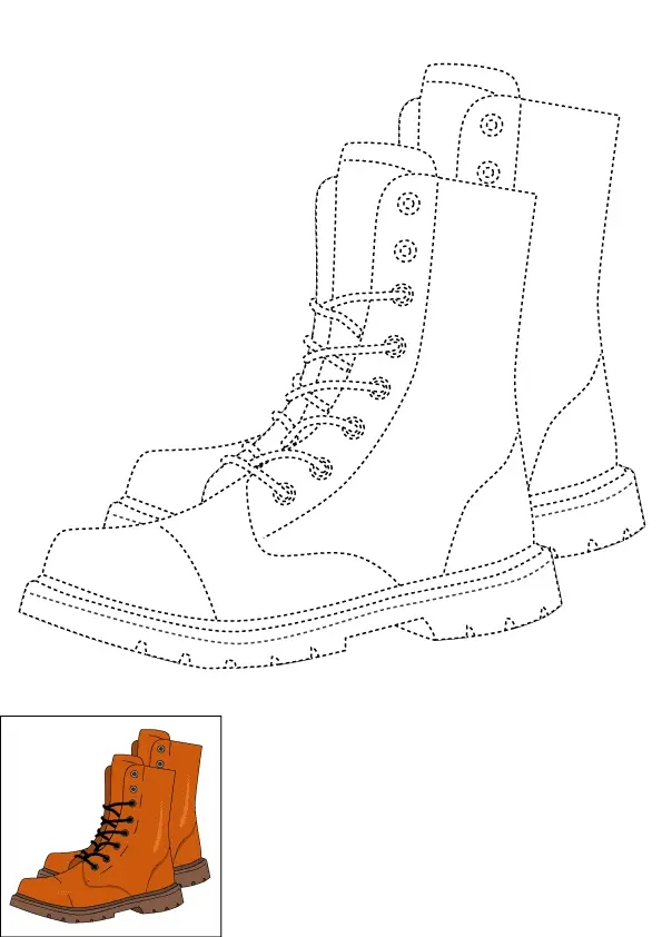 How to Draw Boots Step by Step Printable Dotted