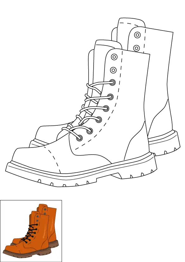 How to Draw Boots Step by Step Printable Color