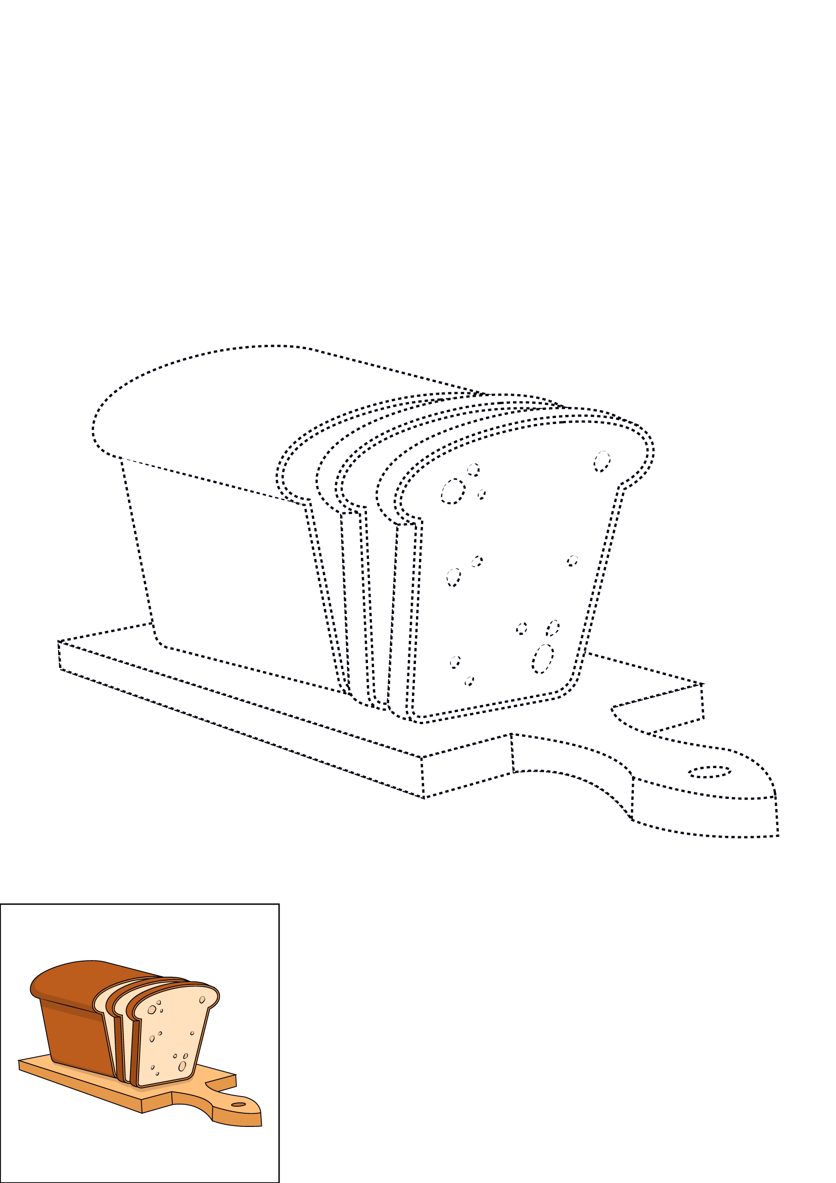 How to Draw Bread Step by Step Printable Dotted