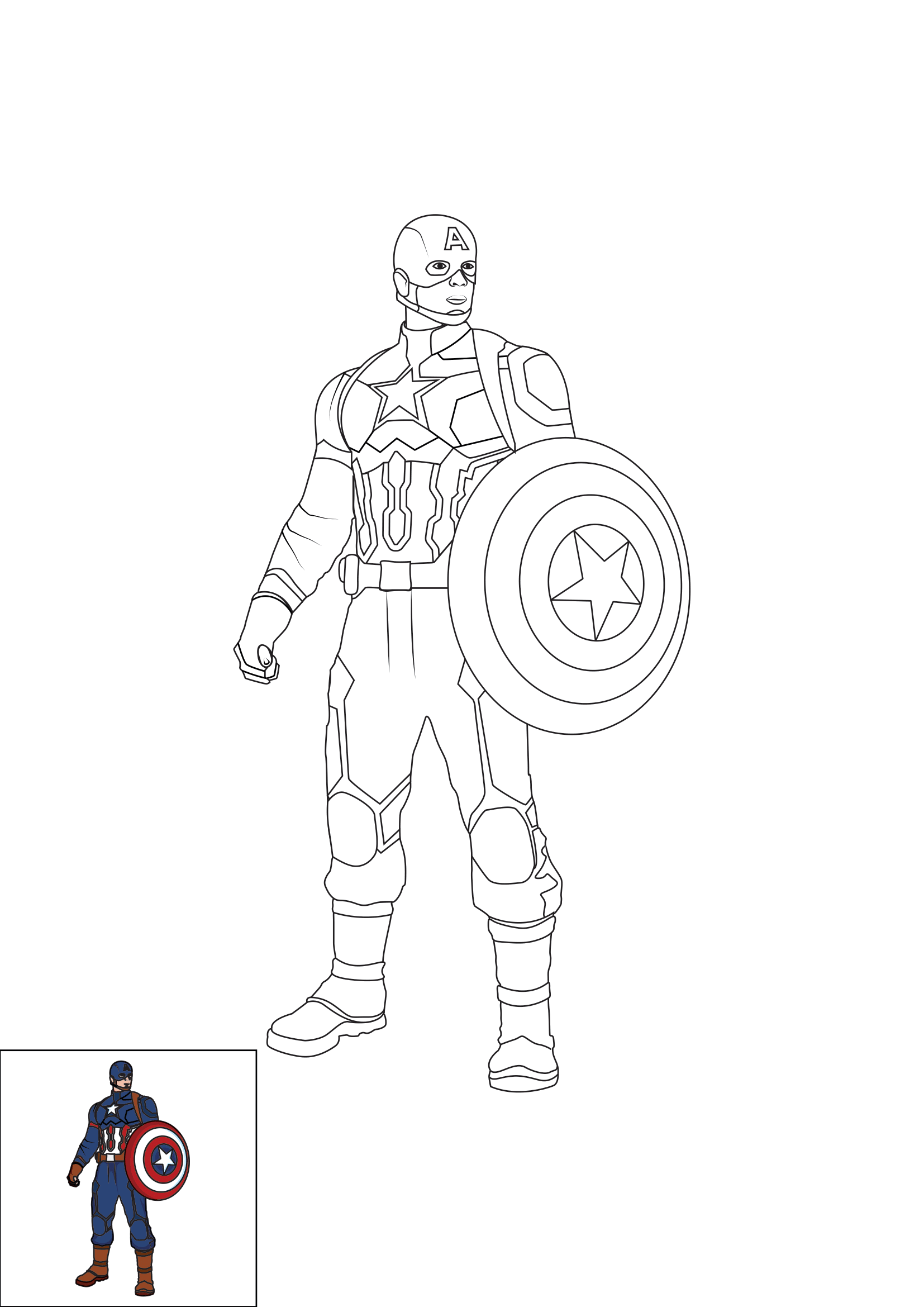 How to Draw Captain America Step by Step Printable Color