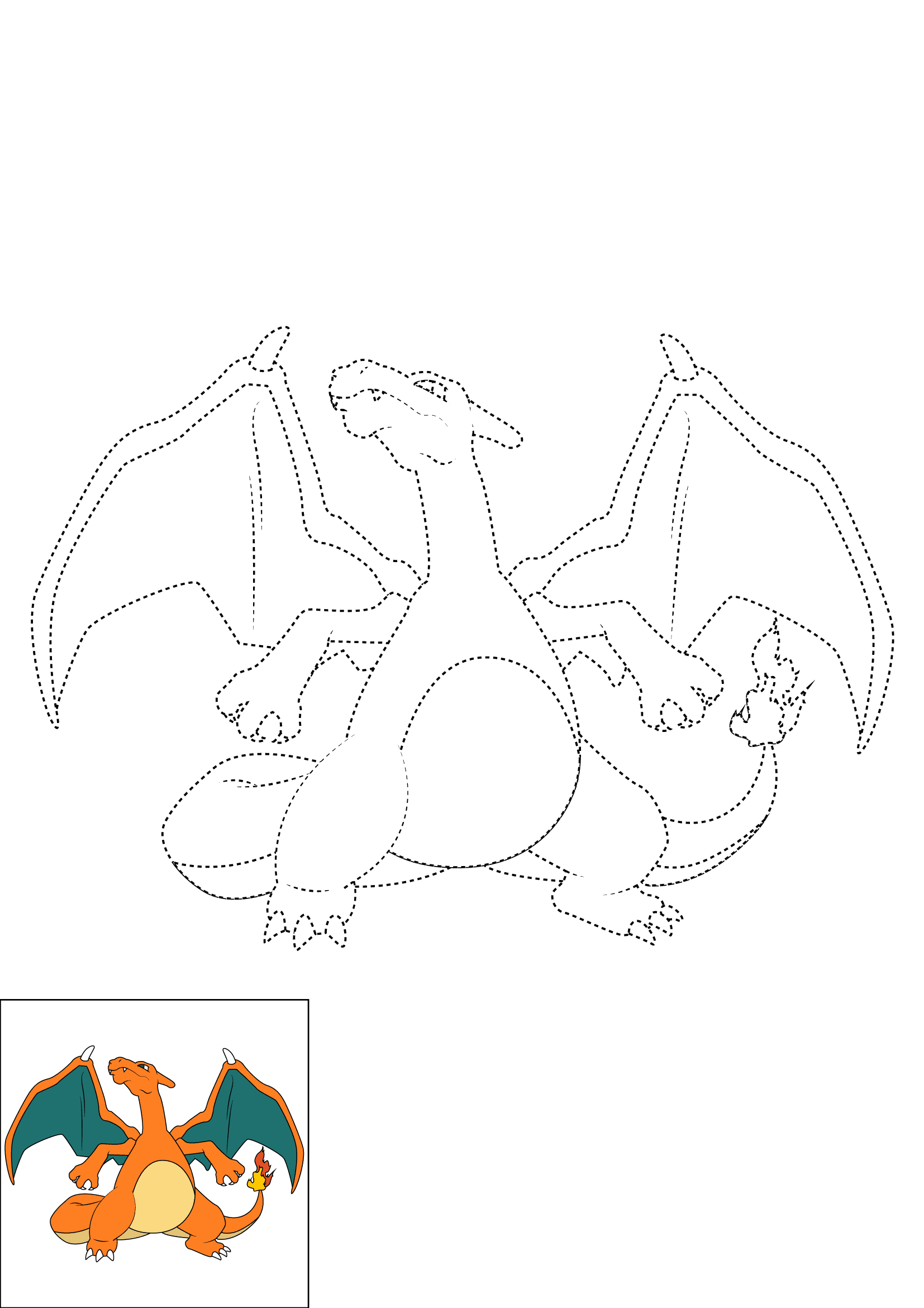 How to Draw Charizard Step by Step Printable Dotted