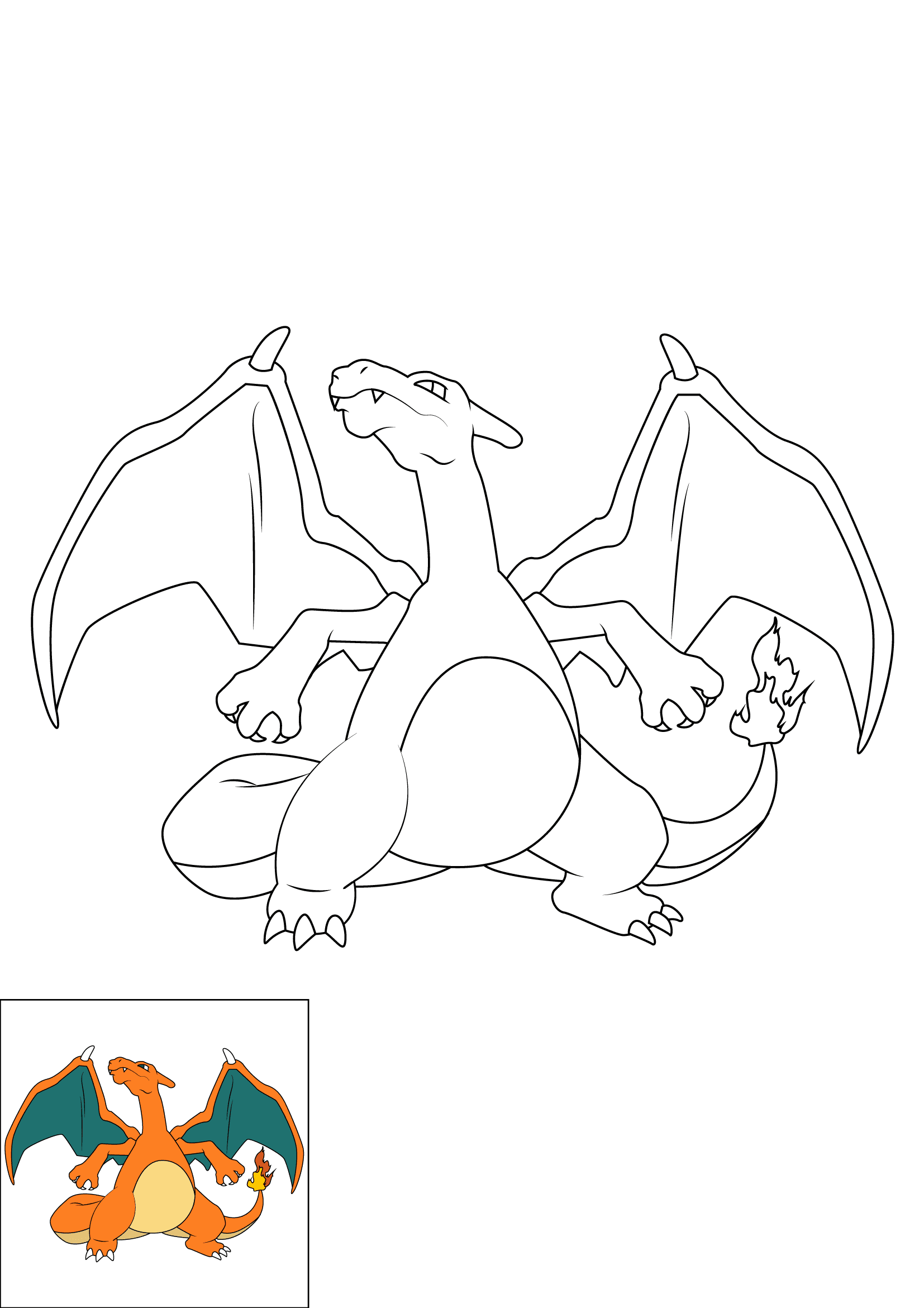 How to Draw Charizard Step by Step Printable Color