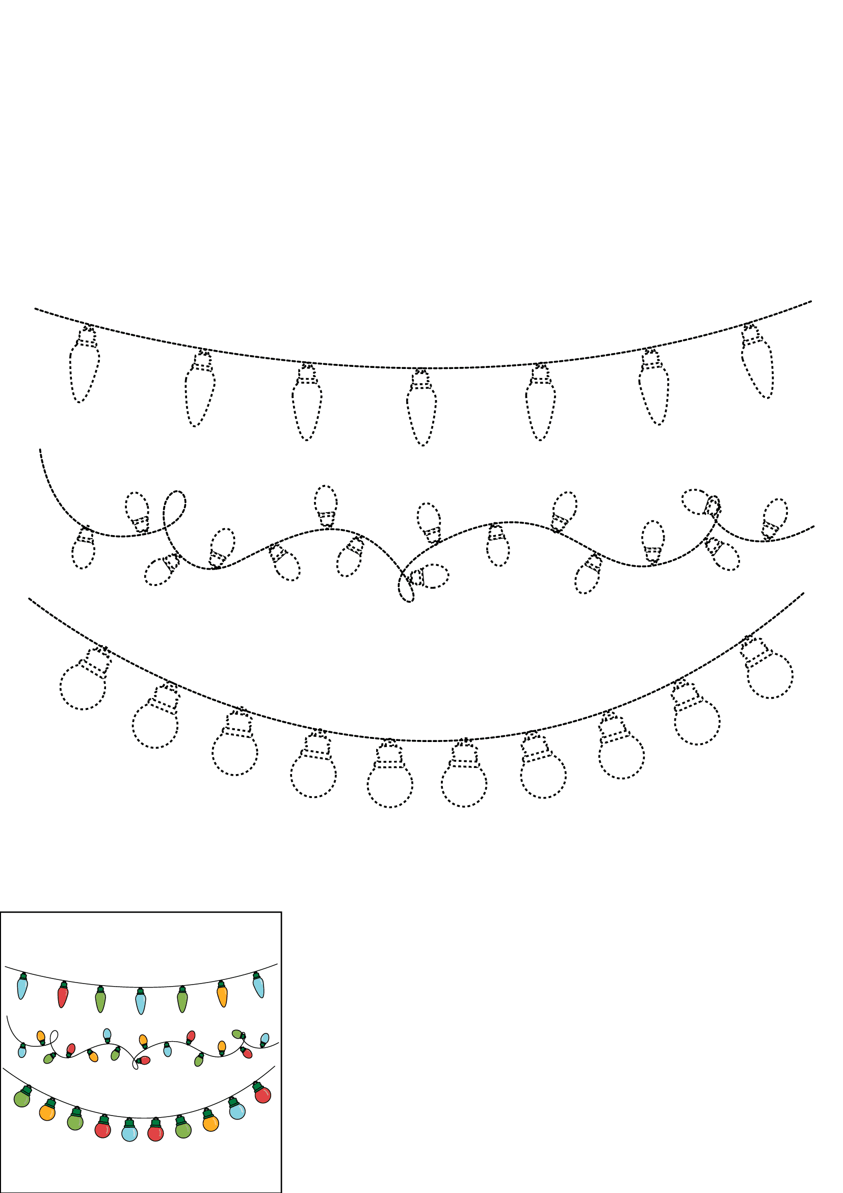 How to Draw Christmas Lights Step by Step Printable Dotted